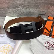 Hermes Belt Black Buckle Brown Leather 3.8mm - 5