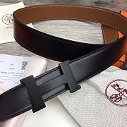 Hermes Belt Black Buckle Brown Leather 3.8mm - 2