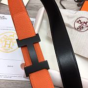 Hermes Belt Black Buckle Orange Leather 3.8mm - 5