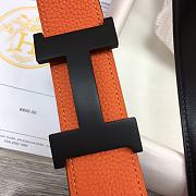 Hermes Belt Black Buckle Orange Leather 3.8mm - 4