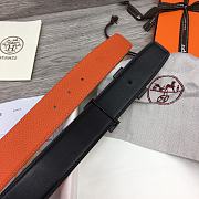 Hermes Belt Black Buckle Orange Leather 3.8mm - 2