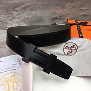 Hermes Belt Black Buckle Gray Leather 3.8mm - 5