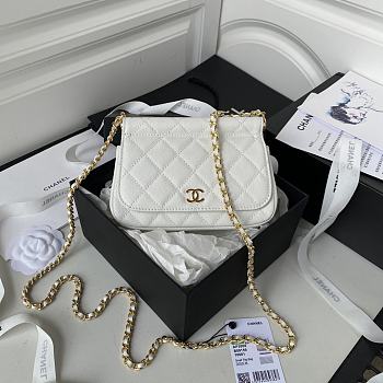 Chanel Clutch with Chain White Caviar Leather 12x17.5x5.5 cm