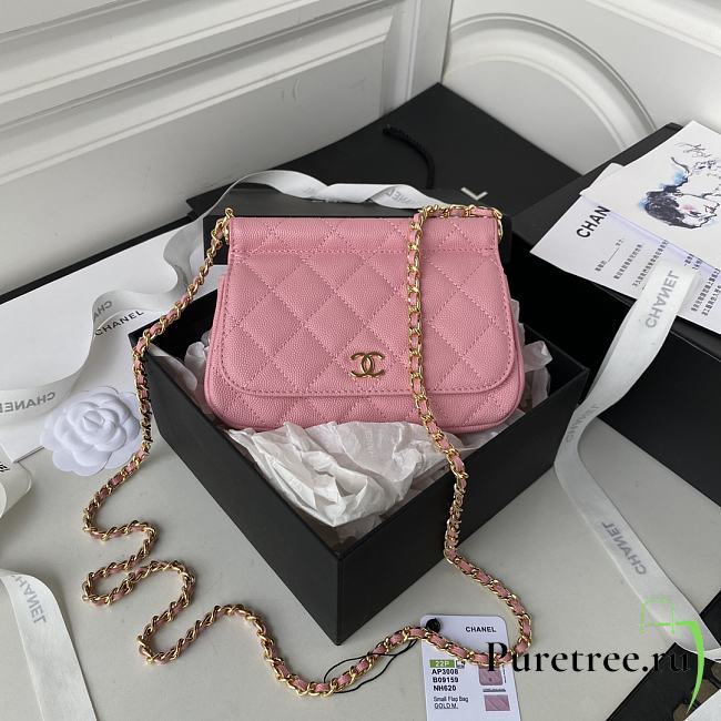 Chanel Clutch with Chain Pink Caviar Leather 12x17.5x5.5 cm - 1