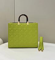 Fendi Sunshine Medium Green Leather Shopper size 37x13.5x32 cm - 1