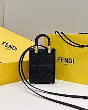 Fendi Mini Sunshine Shopper Black Leather Bag size 13x5x17 cm - 1