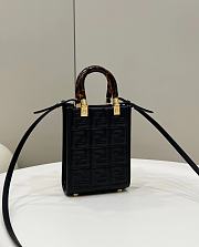 Fendi Mini Sunshine Shopper Black Leather Bag size 13x5x17 cm - 3