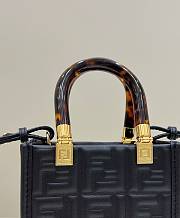 Fendi Mini Sunshine Shopper Black Leather Bag size 13x5x17 cm - 2