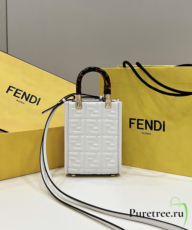 Fendi Mini Sunshine Shopper White Leather Bag size 13x5x17 cm - 1