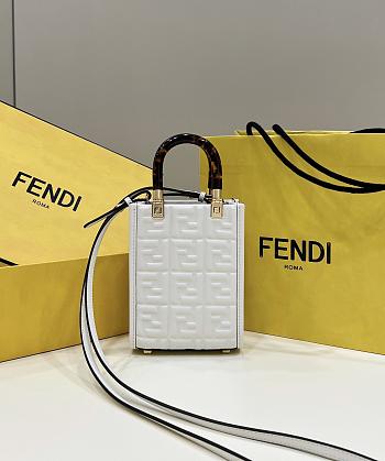 Fendi Mini Sunshine Shopper White Leather Bag size 13x5x17 cm