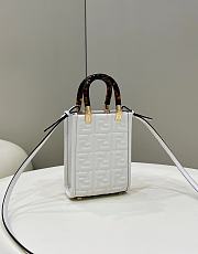 Fendi Mini Sunshine Shopper White Leather Bag size 13x5x17 cm - 3