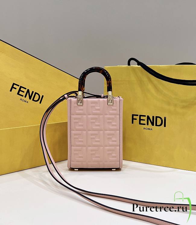 Fendi Mini Sunshine Shopper Pink Leather Bag size 13x5x17 cm - 1