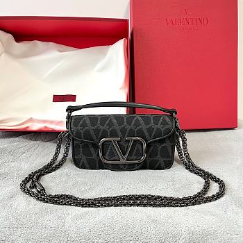 Valentino Locò Toile Iconographe Small Shoulder Bag Black 20x11x5 cm