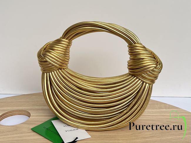 Bottega Veneta Double Knot Gold Lambskin Handle Bag 680934 25 x 12 x 10cm - 1