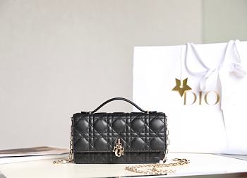 Dior Lady Top Handle Clutch Black Cannage Lambskin size 21x11.5x4.5 cm