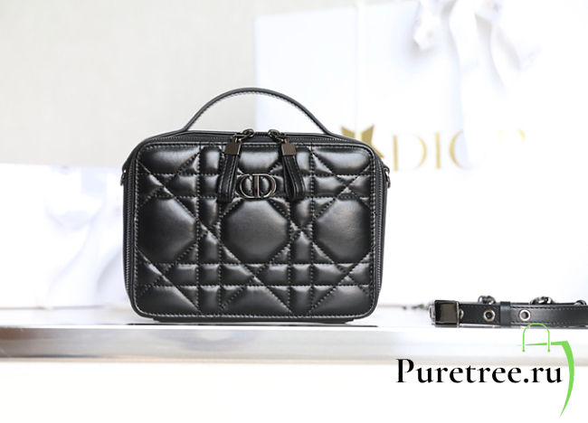 Dior Caro Box Bag Black Quilted Macrocannage Calfskin size 19.5x15x6 cm - 1