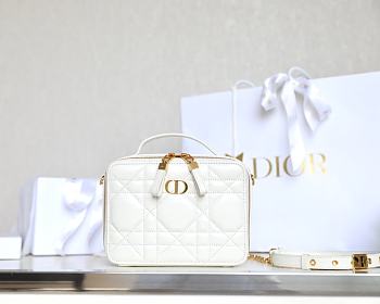 Dior Caro Box Bag Latte Quilted Macrocannage Calfskin size 19.5x15x6 cm