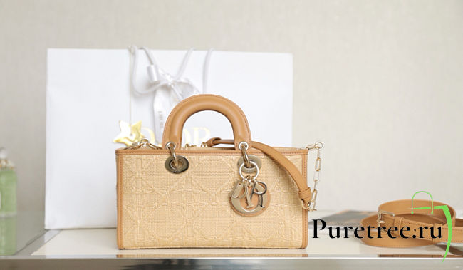 Dior Medium Lady D-Joy Bag Natural Cannage Raffia 26 x 13.5 x 5 cm - 1