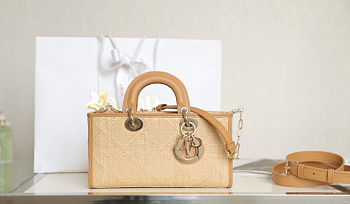 Dior Medium Lady D-Joy Bag Natural Cannage Raffia 26 x 13.5 x 5 cm
