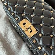 Valentino Rockstud Spike Calfskin Shoulder Bag Black Leather Gold-tone Hardware - 5