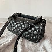 Valentino Rockstud Spike Calfskin Shoulder Bag Black Leather Silver Hardware - 6