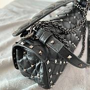 Valentino Rockstud Spike Calfskin Shoulder Bag Black Leather Silver Hardware - 3