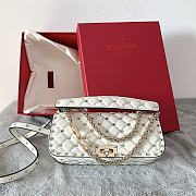 Valentino Rockstud Spike Calfskin Shoulder Bag White Leather  - 1