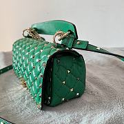 Valentino Rockstud Spike Calfskin Shoulder Bag Green Leather - 6