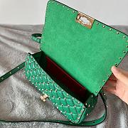 Valentino Rockstud Spike Calfskin Shoulder Bag Green Leather - 5