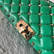 Valentino Rockstud Spike Calfskin Shoulder Bag Green Leather - 3