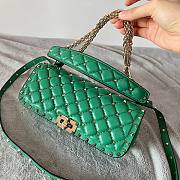 Valentino Rockstud Spike Calfskin Shoulder Bag Green Leather - 4