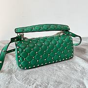 Valentino Rockstud Spike Calfskin Shoulder Bag Green Leather - 2