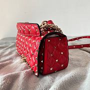 Valentino Rockstud Spike Calfskin Shoulder Bag Red Leather - 6