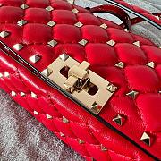 Valentino Rockstud Spike Calfskin Shoulder Bag Red Leather - 5