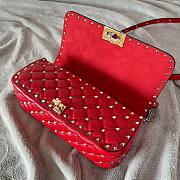Valentino Rockstud Spike Calfskin Shoulder Bag Red Leather - 4