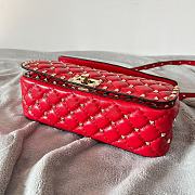 Valentino Rockstud Spike Calfskin Shoulder Bag Red Leather - 3