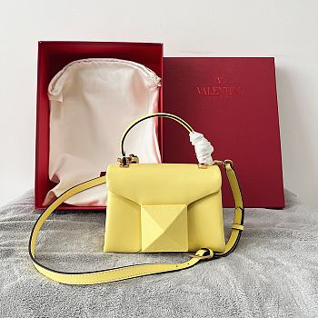 Valentino Mini One Stud Handbag In Yellow Nappa size 20x13x8.5 cm