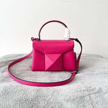 Valentino Mini One Stud Handbag In Pink Nappa size 20x13x8.5 cm