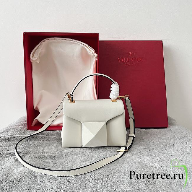 Valentino Mini One Stud Handbag In White Nappa size 20x13x8.5 cm - 1