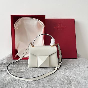 Valentino Mini One Stud Handbag In White Nappa size 20x13x8.5 cm