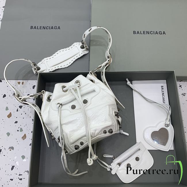 Balenciaga Le Cagole XS Bucket Bag In White Lambskin size 15 x 19.8 x 17.8 cm - 1
