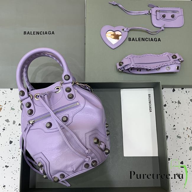 Balenciaga Le Cagole Small Bucket Bag In Purple Lambskin size 30x23x17 cm - 1