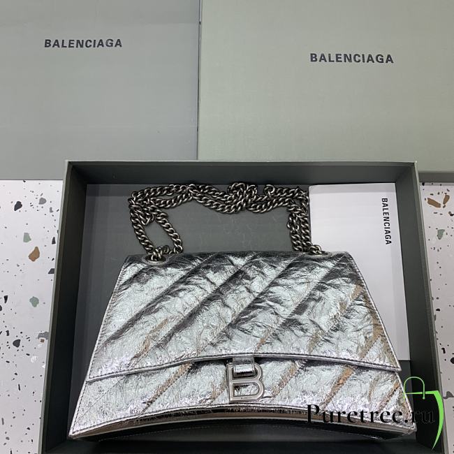 Balenciaga Crush Medium Chain Bag Quilted In Silver size 31x20x12 cm - 1