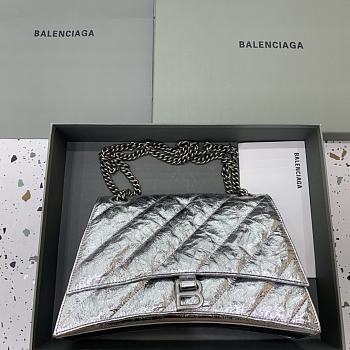 Balenciaga Crush Medium Chain Bag Quilted In Silver size 31x20x12 cm