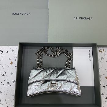 Balenciaga Crush Small Chain Bag Quilted In Silver size 25x15x9.5 cm