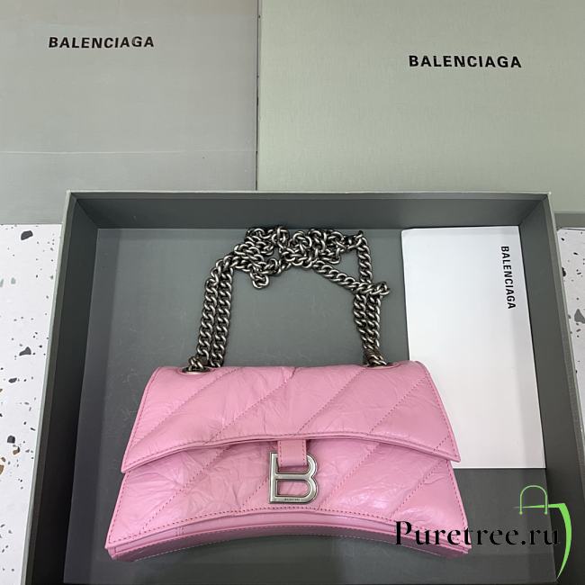 Balenciaga Crush Small Chain Bag Quilted In Pink size 25x15x9.5 cm - 1