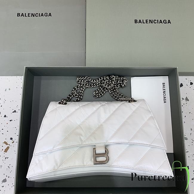 Balenciaga Crush Medium Chain Bag Quilted In White size 31x20x12 cm - 1