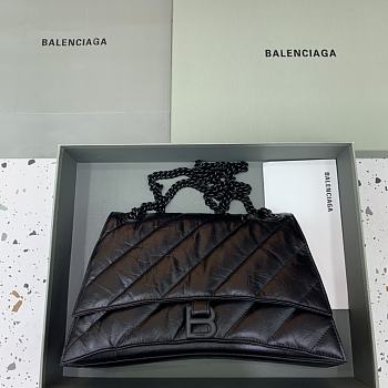 Balenciaga Crush Medium Chain Bag Quilted In Full Black size 31x20x12 cm