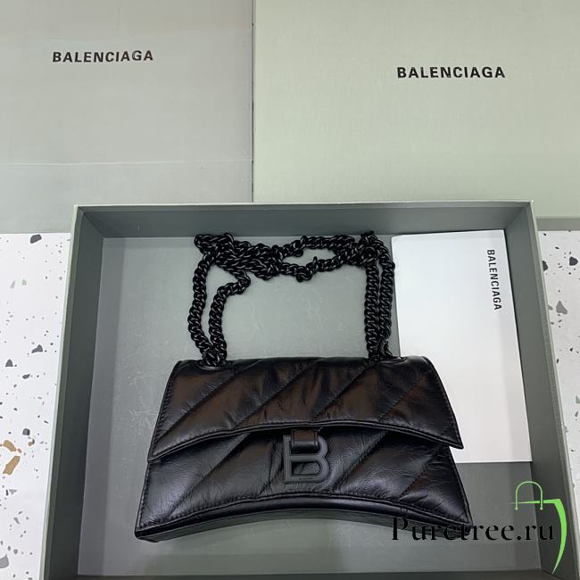 Balenciaga Crush Small Chain Bag Quilted In Full Black size 25x15x9.5 cm - 1