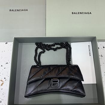 Balenciaga Crush Small Chain Bag Quilted In Full Black size 25x15x9.5 cm